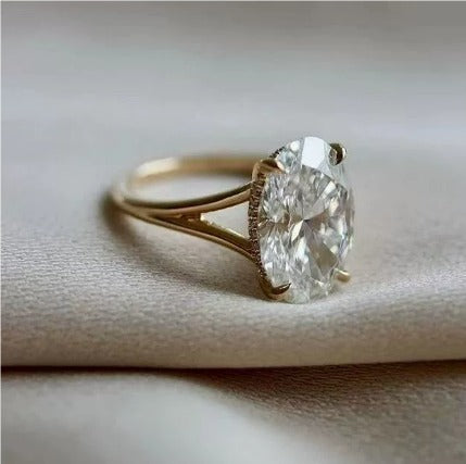 טבעת אובל קריסטל ירוקה זהב וינטאג'