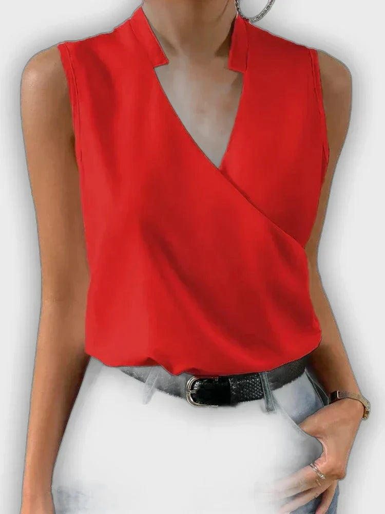 טופ קיץ צווארון V לנשים