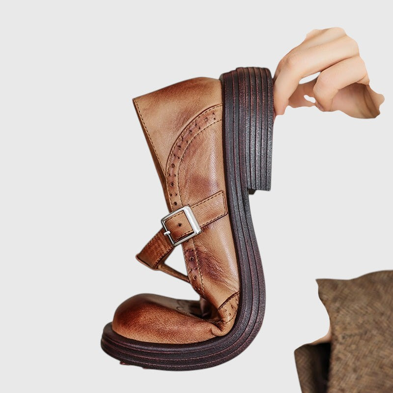 ולדה - נעלי מרי ג'יין אלגנטיות מעור